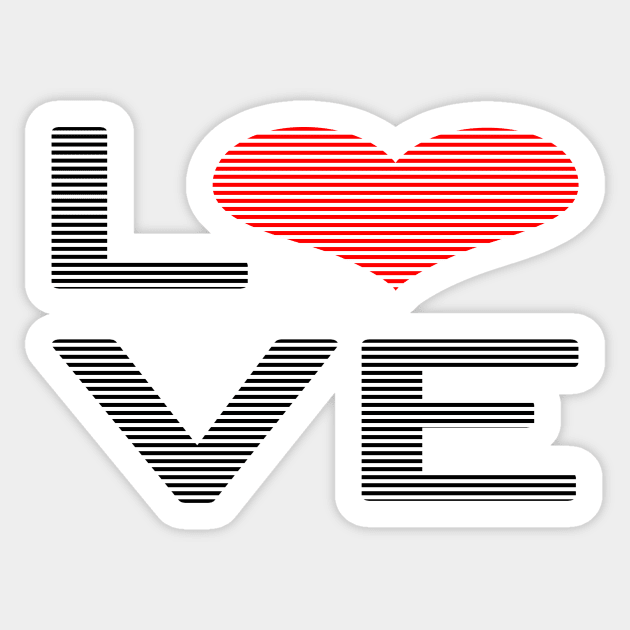 Love - heart - strips - black and red. Sticker by kerens